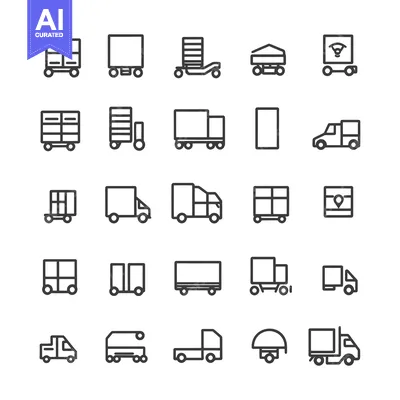 Popular premium asset: Collection of Outline Delivery Truck and Van Icons