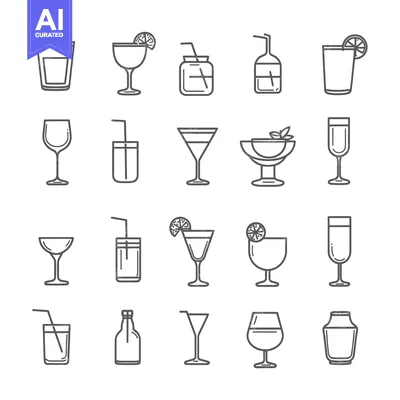 Popular premium asset: Collection of  Outline  Drinkware Icons