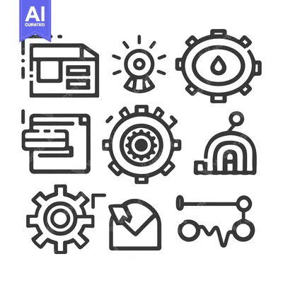 Collection of Outline Icons Related to Business and Technology