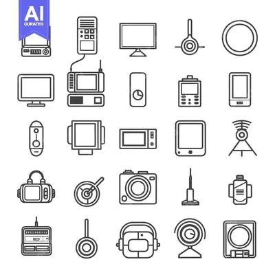 Popular premium asset: Collection of Outline Icons Representing Various Electronic Devices