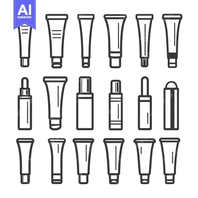 Aset premium populer: Collection of Outline Illustrations of Various Cosmetic Containers
