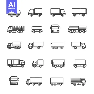 Premium design asset: Collection of Outline Truck Icons in Various Styles