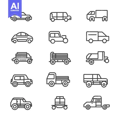 Popular premium asset: Collection of Outline Vehicle Icons