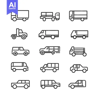 Premium design asset: Collection of Outline Vehicle Icons