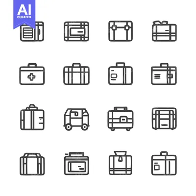Premium design asset: Suitcase Icons - A Collection of Luggage Illustrations.