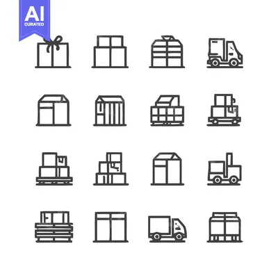 Aset premium populer: Shipping and delivery icons set for logistics and transport.