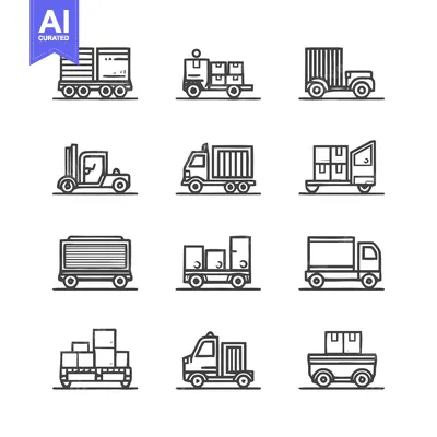Popular premium asset: Collection of Delivery Trucks and Transportation Icons.