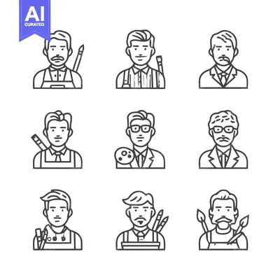 Aset premium populer: Artistic Professionals - A Collection of Line Art Portraits.