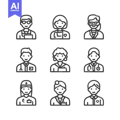 Aset premium populer: Medical Professionals - Diverse Lineup of Healthcare Workers.