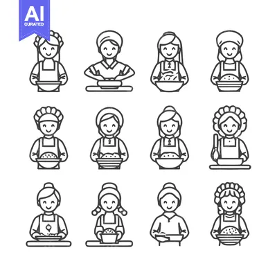 Popular premium asset: Collection of cooking women in various styles and poses.