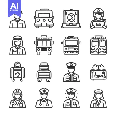 Aset desain premium: Emergency Services and Public Safety Icons - A Comprehensive Collectio