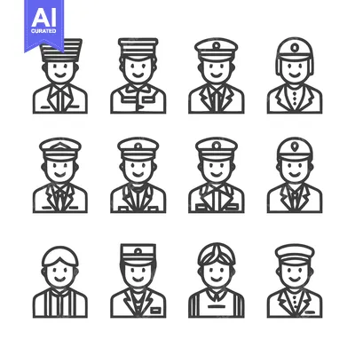 Aset premium populer: Uniformed People - Diverse Professions and Occupations Illustrated.