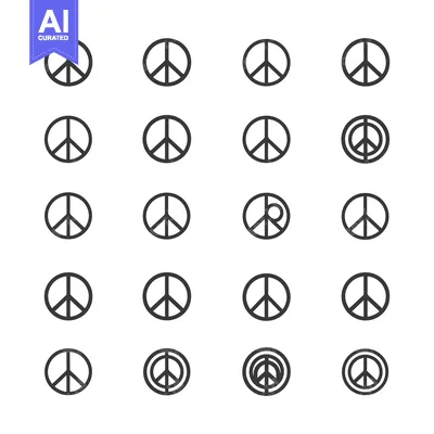 Popular premium asset: Collection of Peace Symbol Variations in Black and White