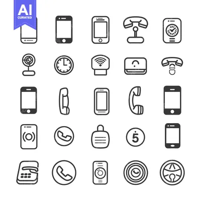 Aset desain premium: Collection of Phone, Smartphone, and Communication Icons