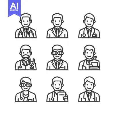 Aset premium populer: Medical Professionals - A Collection of Doctor Icons in Various Styles
