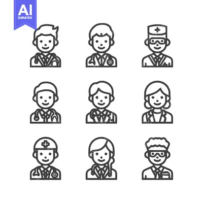 Aset desain premium: Medical Professionals - Diverse Lineup of Healthcare Providers.