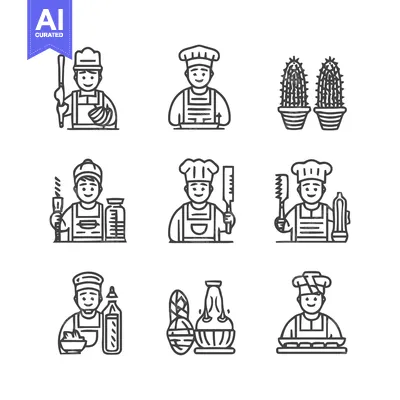 Popular premium asset: Chef Icons - Culinary Professionals and Kitchen Elements in Line Art.