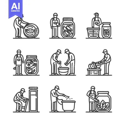 Aset desain premium: Pickling Process - A Visual Guide to Food Preservation.