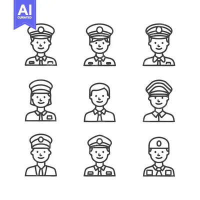 Aset premium populer: Uniformed People - Diverse Line Art Illustrations for Various Applicat