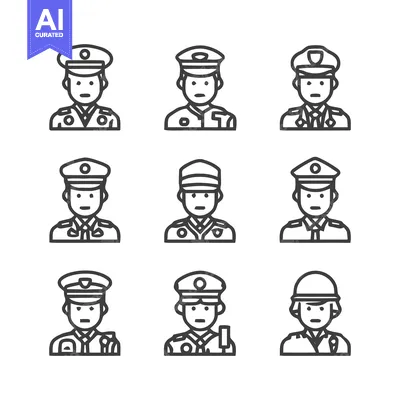 Aset premium populer: Police Officer Icons - A Collection of Uniformed Professionals.