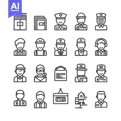 Premium design asset: Collection of various professional icons for different occupations.