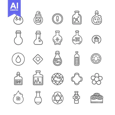 Popular premium asset: Collection of Potion Bottle and Flask Icons in Line Style