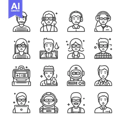 Popular premium asset: Diverse Line Art Portraits - A Collection of People Icons.