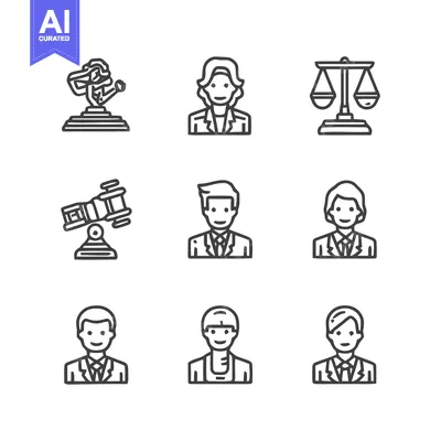 Aset premium populer: Legal Professionals and Justice System Icons - A Comprehensive Collect