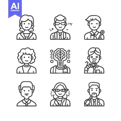 Aset desain premium: Diverse professional portraits - A collection of various individuals.