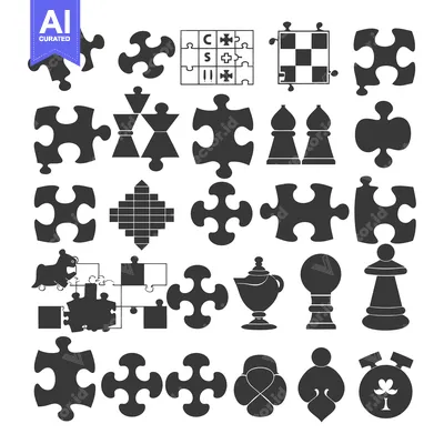 Aset desain premium: Collection of Puzzle Pieces and Game Objects