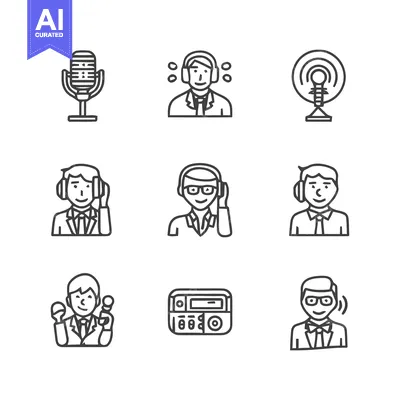 Aset premium populer: Radio Broadcasting and Communication Icon Set.