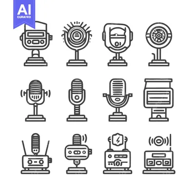 Premium design asset: Collection of Microphone Icons for Audio Recording and Broadcasting.