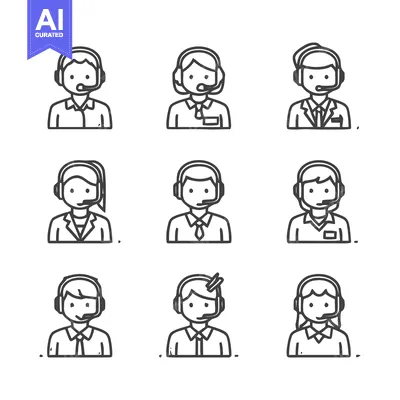 Popular premium asset: Customer service representatives with headsets in various poses.