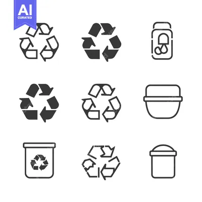 Aset desain premium: Collection of Recycle, Trash and Garbage Icons