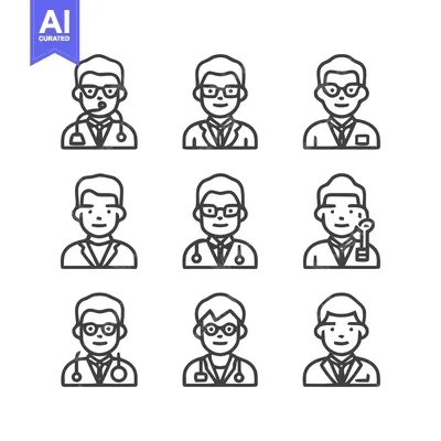 Aset desain premium: Medical Professionals - A Diverse Collection of Healthcare Providers.