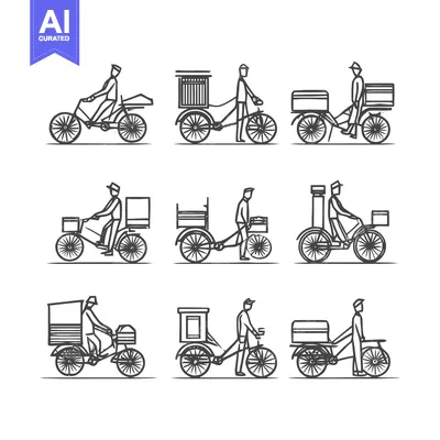 Aset premium populer: Delivery Bicycle Illustrations - A Collection of Vintage Transport.