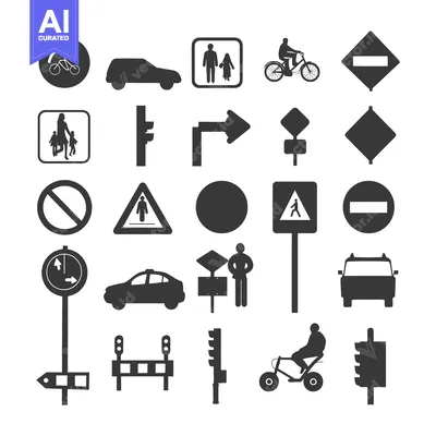 Aset desain premium: Collection of Road Signs and Traffic Symbols