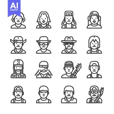 Popular premium asset: Diverse portraits of people with various hats and accessories.