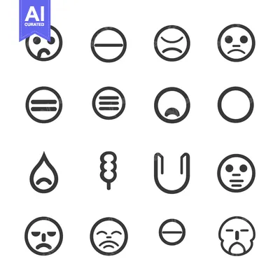 Premium design asset: Collection of Sad and Neutral Facial Expressions and Icons