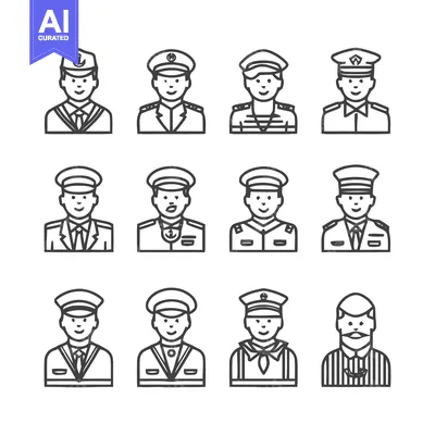 Aset premium populer: Military Uniforms - A Collection of Line Art Portraits.