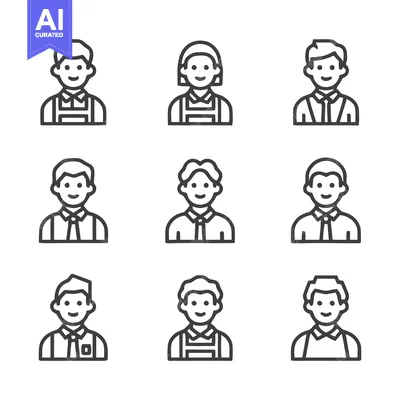 Premium design asset: Diverse Group of People Icons Representing Various Professions and Dem