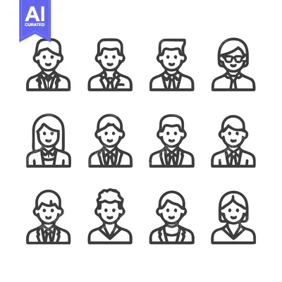 Premium design asset: Diverse Group of People Icons Representing Various Professions and Dem