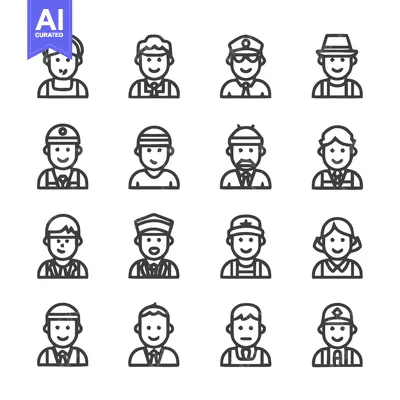 Aset premium populer: Diverse Professional Icons - A Collection of Various Occupations.