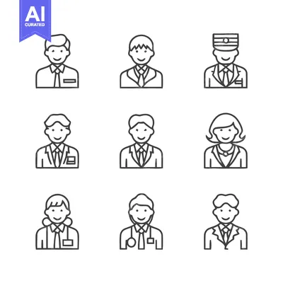 Aset premium populer: Diverse professional icons representing various occupations and roles.
