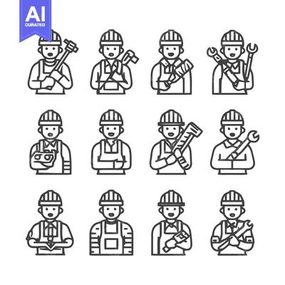 Popular premium asset: Construction Workers - A Collection of Line Art Illustrations.