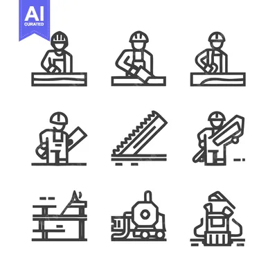 Construction and Carpentry - A Collection of Line Art Icons.