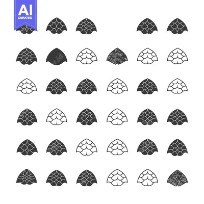 Aset desain premium: Collection of Scaled Shapes with Variations in Fill and Detail