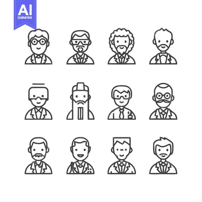 Popular premium asset: Diverse Professional Portraits - A Collection of Line Art Icons.