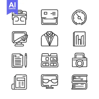 Premium design asset: Business and Office Icons - A Collection of Professional Symbols.