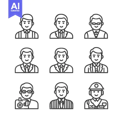 Aset desain premium: Diverse professional portraits - A collection of various occupations a